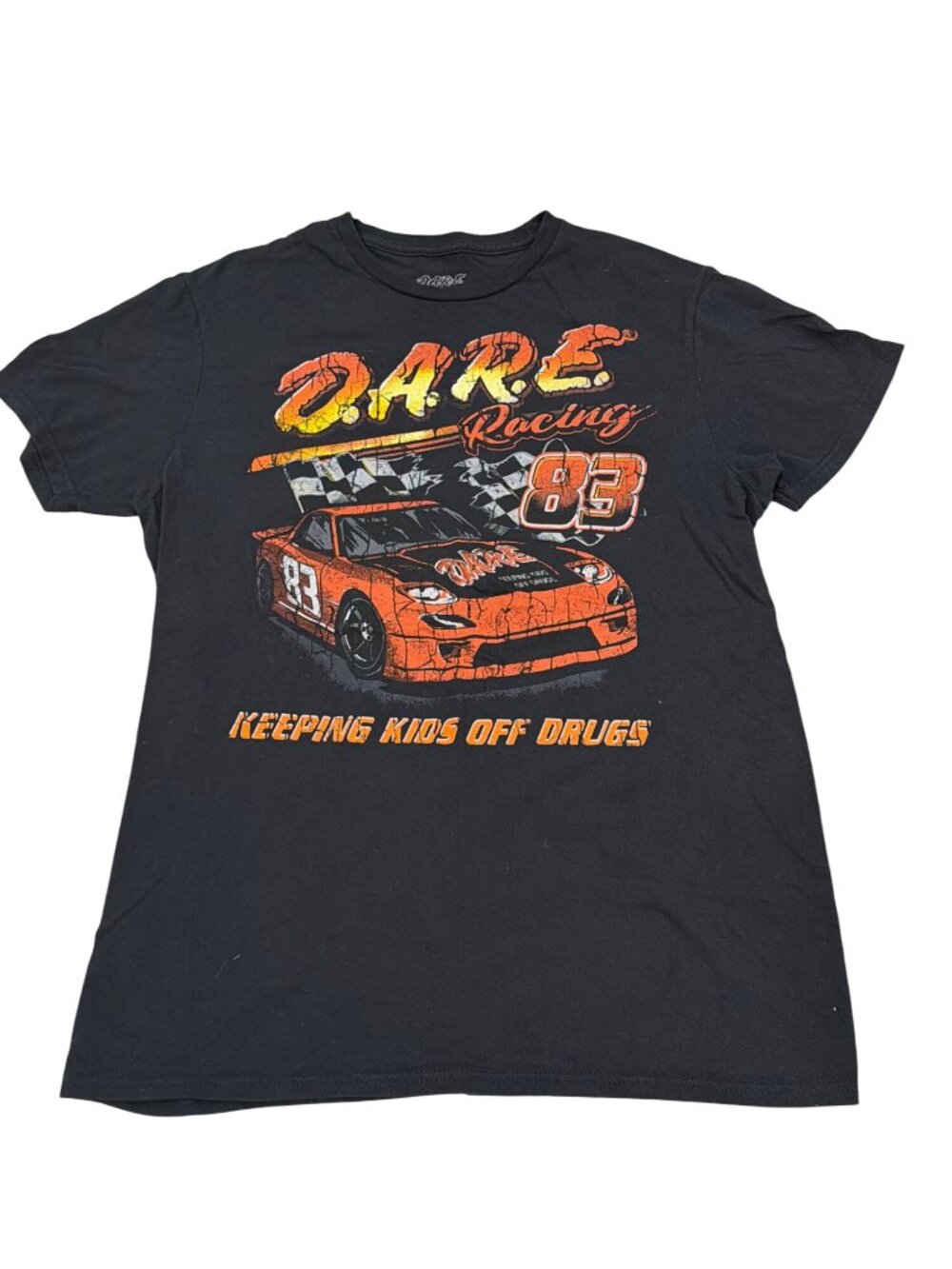 D.A.R.E. Racing 83 Graphic Tee Black Medium Cotton Made In Honduras